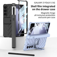 Load image into Gallery viewer, Magnetic Armor All-included Slide Pen Case With Back Screen Glass Hinge Holder Phone Cover For Galaxy Z Fold3 Fold4 Fold5 Fold6