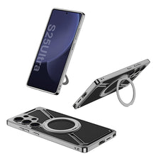 Load image into Gallery viewer, Electroplating Leather Shockproof Phone Case With Magnetic Ring Holder For Galaxy S25 S24 S23 Ultra