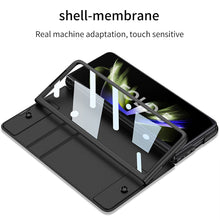 Load image into Gallery viewer, Leather Pen Holder Armor Phone Case With Back Screen Protector For Samsung Galaxy Z Fold5 Fold4 - Mycasety Mycasety