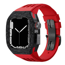 Load image into Gallery viewer, Luxurious Carbon Fiber Metal Case Strap For Apple Watch Series 44/45 mm - Mycasety Mycasety
