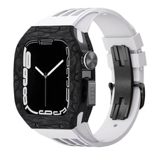 Load image into Gallery viewer, Luxurious Carbon Fiber Metal Case Strap For Apple Watch Series 44/45 mm - Mycasety Mycasety