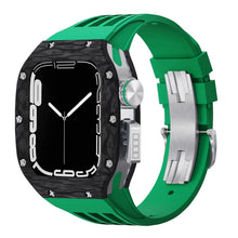 Load image into Gallery viewer, Luxurious Carbon Fiber Metal Case Strap For Apple Watch Series 44/45 mm - Mycasety Mycasety