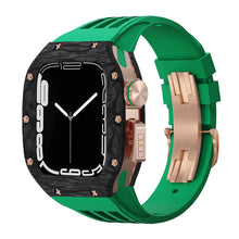 Load image into Gallery viewer, Luxurious Carbon Fiber Metal Case Strap For Apple Watch Series 44/45 mm - Mycasety Mycasety