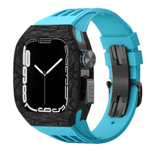 Load image into Gallery viewer, Luxurious Carbon Fiber Metal Case Strap For Apple Watch Series 44/45 mm - Mycasety Mycasety
