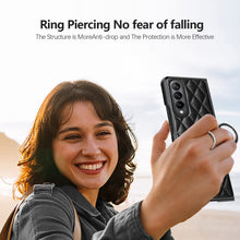 Load image into Gallery viewer, Luxurious Leather Ring Holder Protective Phone Case With Front Protection Film For Samsung Galaxy Z Fold5 Fold4 Fold3 - Mycasety Mycasety