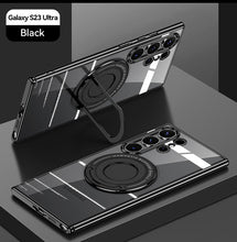 Load image into Gallery viewer, Magnetic Suction Bracket Electroplated Clear Protective Phone Case For Samsung Galaxy S23 Ultra Plus