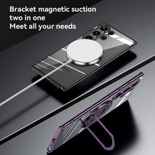 Load image into Gallery viewer, Magnetic Suction Bracket Electroplated Clear Protective Phone Case For Samsung Galaxy S23 Ultra Plus