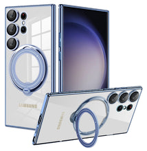 Load image into Gallery viewer, Electroplated Transparent Magnetic Bracket Samsung Case Support Magsafe Charging