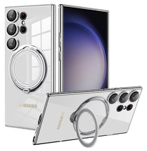 Load image into Gallery viewer, Electroplated Transparent Magnetic Bracket Samsung Case Support Magsafe Charging