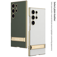 Load image into Gallery viewer, Leather Electroplated Protective Phone Case With Invisible Holder For Galaxy S25 S24 S23 Ultra Plus