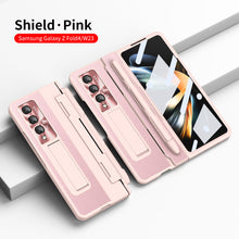 Load image into Gallery viewer, Hinge Folding Leather Magnetic Bracket Shell Electroplated Case For Samsung Galaxy Z Fold3 Fold4 5G With S Pen Slot & Stylus - Mycasety Mycasety