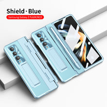 Load image into Gallery viewer, Hinge Folding Leather Magnetic Bracket Shell Electroplated Case For Samsung Galaxy Z Fold3 Fold4 5G With S Pen Slot & Stylus - Mycasety Mycasety