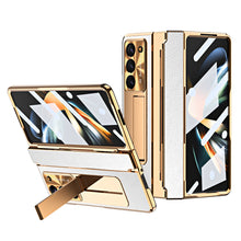 Load image into Gallery viewer, Luxury Leather Magnetic Bracket Shell Electroplated Phone Case For Samsung Galaxy Z Fold3/4/5 With Back Screen Glass - Mycasety Mycasety