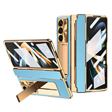 Load image into Gallery viewer, Luxury Leather Magnetic Bracket Shell Electroplated Phone Case For Samsung Galaxy Z Fold3/4/5 With Back Screen Glass - Mycasety Mycasety