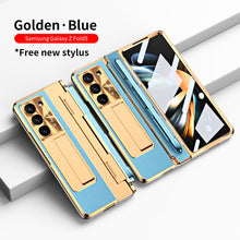 Load image into Gallery viewer, Luxury Leather Magnetic Bracket Shell Electroplated Phone Case For Samsung Galaxy Z Fold3/4/5 With Back Screen Glass - Mycasety Mycasety
