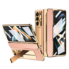 Load image into Gallery viewer, Luxury Leather Magnetic Bracket Shell Electroplated Phone Case For Samsung Galaxy Z Fold3/4/5 With Back Screen Glass - Mycasety Mycasety