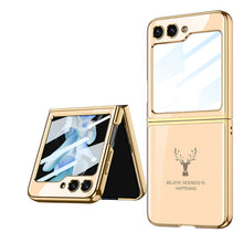 Load image into Gallery viewer, Luxury Deer Pattern Electroplating Tempered Glass Case For Samsung Galaxy Z Flip3 Flip4 Flip5 5G
