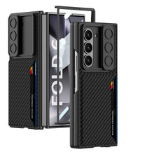 Load image into Gallery viewer, Leather Card Holder Lens Slide Protector Shockproof Phone Case With Screen Protector For Galaxy Z Fold 6