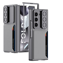 Load image into Gallery viewer, Leather Card Holder Lens Slide Protector Shockproof Phone Case With Screen Protector For Galaxy Z Fold 6