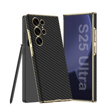 Load image into Gallery viewer, Golden Electroplated Leather Shockproof Phone Case For Galaxy S25 Ultra