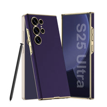 Load image into Gallery viewer, Golden Electroplated Leather Shockproof Phone Case For Galaxy S25 Ultra