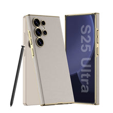 Load image into Gallery viewer, Golden Electroplated Leather Shockproof Phone Case For Galaxy S25 Ultra