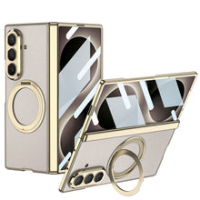 Load image into Gallery viewer, Luxurious Leather Golden Plating Phone Case with Built-In Tempered Glass & Magnetic Bracket For Galaxy Z Fold8 Wide Ultra