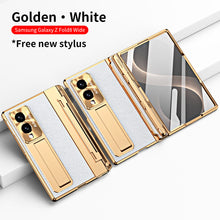 Load image into Gallery viewer, Luxury Leather Magnetic Bracket Shell Electroplated Phone Case With Screen Protector For Galaxy Z Fold8 Wide Ultra
