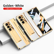 Load image into Gallery viewer, Luxury Leather Magnetic Bracket Shell Electroplated Phone Case For Galaxy Z Fold 7/6/5/4/3 With Back Screen Glass