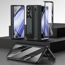 Load image into Gallery viewer, Leather Golden Electroplated Phone Case With Back Screen Glass and Stylus For Galaxy Z Fold8 Wide Ultra