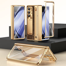 Load image into Gallery viewer, Leather Golden Electroplated Phone Case With Back Screen Glass and Stylus For Galaxy Z Fold8 Wide Ultra