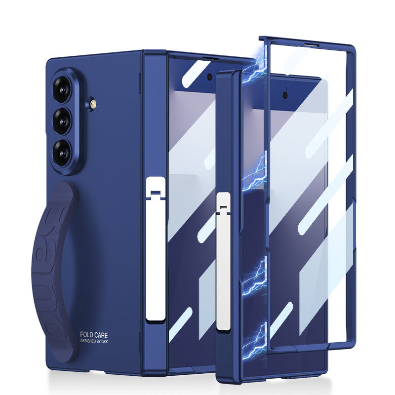 Magnetic Hinge Hidden Bracket All-included Phone Case With Wristband For Galaxy Z Fold 7