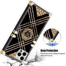 Load image into Gallery viewer, Luxury Brand Black Rose Flower Stripe Glitter Gold Square Case For Samsung