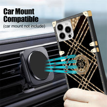 Load image into Gallery viewer, Luxury Brand Black Rose Flower Stripe Glitter Gold Square Case For Samsung