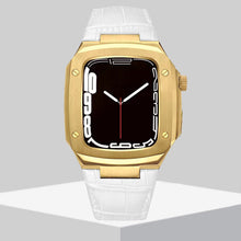 Load image into Gallery viewer, Luxury Metal Case Leather Strap For Apple Watch Series 44/45 mm - Mycasety Mycasety