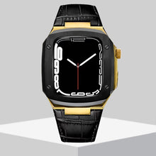 Load image into Gallery viewer, Luxury Metal Case Leather Strap For Apple Watch Series 44/45 mm - Mycasety Mycasety