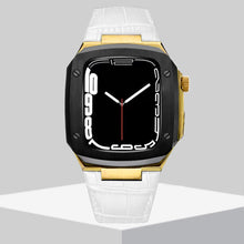 Load image into Gallery viewer, Luxury Metal Case Leather Strap For Apple Watch Series 44/45 mm - Mycasety Mycasety
