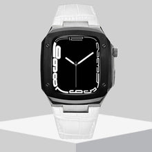 Load image into Gallery viewer, Luxury Metal Case Leather Strap For Apple Watch Series 44/45 mm - Mycasety Mycasety