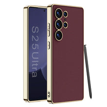 Load image into Gallery viewer, Leather Electroplated Protective Phone Case For Galaxy S25 S24 S23 Ultra Plus