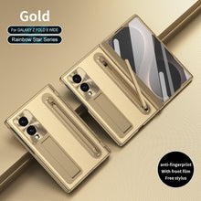 Load image into Gallery viewer, Leather Golden Electroplated Phone Case With Back Screen Glass and Stylus For Galaxy Z Fold8 Wide Ultra