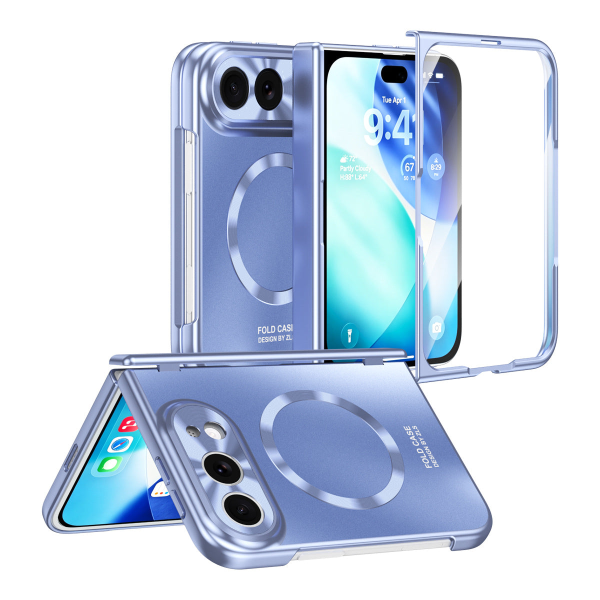 iPhone Duo | Electroplated Hinge Protection Phone Case Built-in Tempered Glass Film & Magnetic Ring