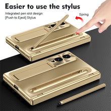 Load image into Gallery viewer, Armor Golden Electroplated Phone Case With Built-in Tempered Glass & Pen Tray For Galaxy Z Fold8 Wide Ultra