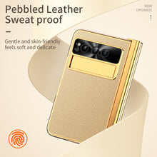 Load image into Gallery viewer, Electroplated Leather Google Pixel Fold Case with Dual Hinge Protective Screen Protector and Hidden Kickstand Pen Slot Free Stylus - Mycasety Mycasety