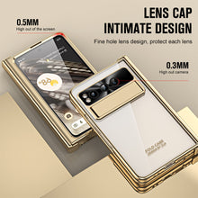 Load image into Gallery viewer, Electroplated Transparent Google Pixel Fold Case with Dual Hinge Protector & Screen Protector & Hidden Kickstand Pen Slot & Free Stylus - Mycasety Mycasety