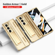Load image into Gallery viewer, Electroplated Clear PC Galaxy Z Fold5 Fold4 Fold3 Case with Front Screen Protector & Flat Hinge & Hidden Stand And Pen Slot and Free Stylus - Mycasety Mycasety