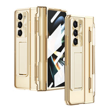Load image into Gallery viewer, Plated Transparent Galaxy Z Fold5 Fold4 Fold3 Case with Front Screen Protector & Flat Hinge Protection & Kick-Stand - mycasety2023 Mycasety