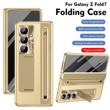 Load image into Gallery viewer, Leather Golden Electroplated Phone Case With Back Screen Glass and Stylus For Galaxy Z Fold8 Wide Ultra