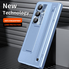 Load image into Gallery viewer, Leather Golden Electroplated Phone Case With Back Screen Glass and Stylus For Galaxy Z Fold8 Wide Ultra