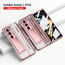 Load image into Gallery viewer, Electroplated Clear PC Galaxy Z Fold5 Fold4 Fold3 Case with Front Screen Protector & Flat Hinge & Hidden Stand And Pen Slot and Free Stylus - Mycasety Mycasety