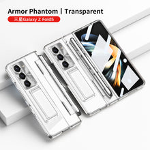 Load image into Gallery viewer, Electroplated Clear PC Galaxy Z Fold5 Fold4 Fold3 Case with Front Screen Protector & Flat Hinge & Hidden Stand And Pen Slot and Free Stylus - Mycasety Mycasety